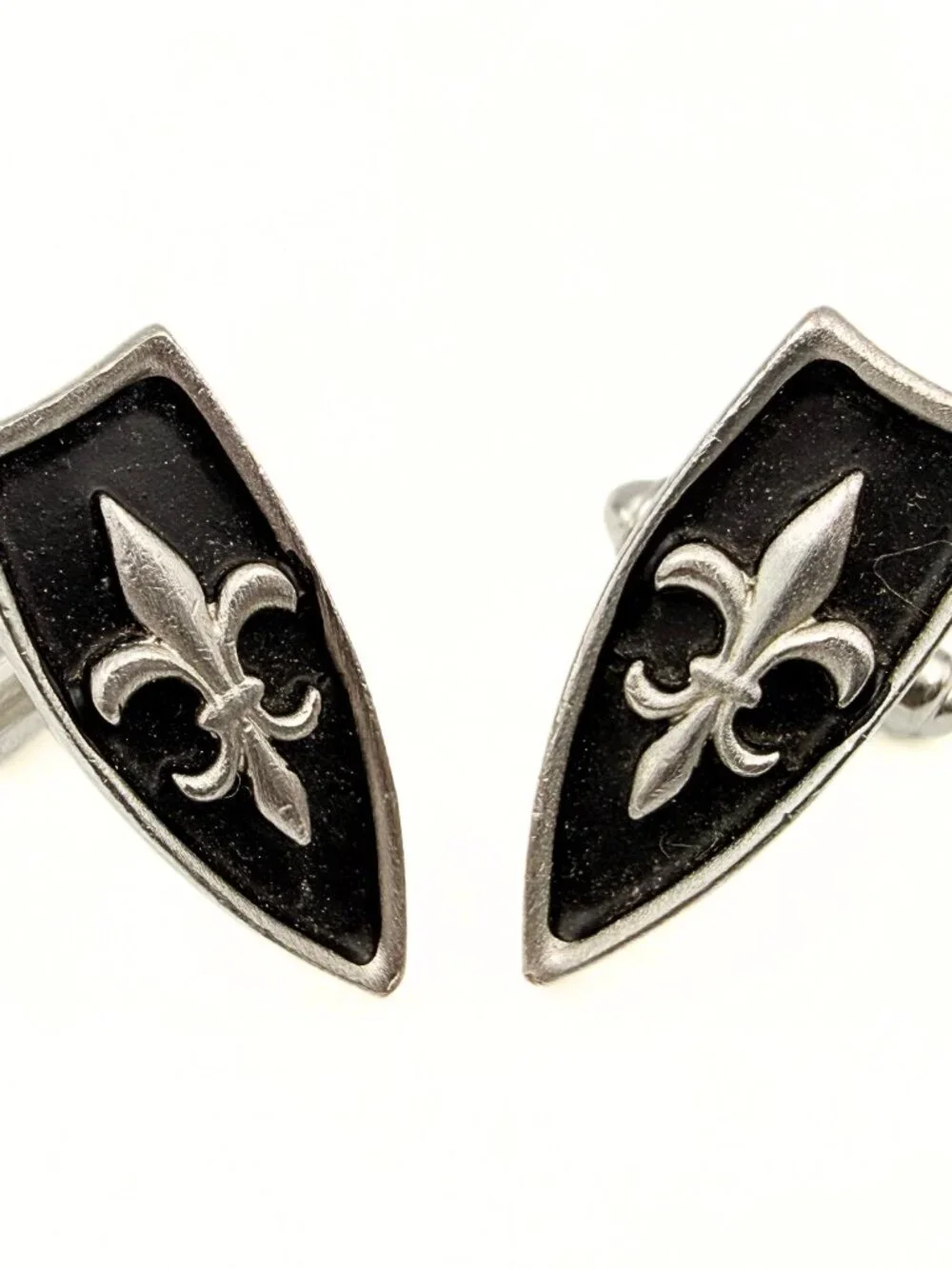 Hickok Signed Silver Plated Mid Century Neo Classical Fleur De Lis Cufflinks